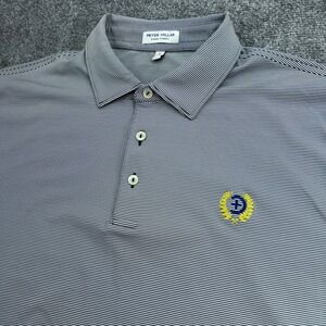 Peter Millar Summer Comfort Polo Shirt Mens Large Navy‎ Striped Performance Golf